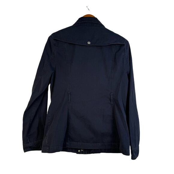 Forever 21 Navy Blue Cotton Utility Field Jacket Women’s Size 10 Button Flap - Picture 7 of 9
